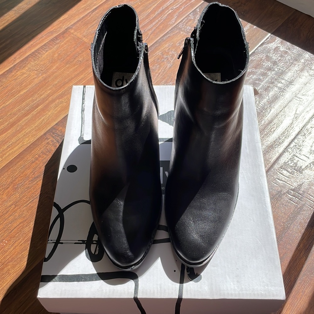 Black leather booties